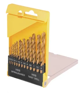 Bohrer-Set MASTERTOOL für Metall 13-teilig HSS TiN 2 - 8 mm Kunststoffbox TiN 11-0413