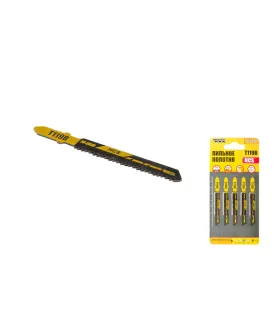 HCS MASTERTOOL Geradschneidesägeblätter für Holz/Kunststoff, schnelle gerade Schnitte, 12TPI/77 mm, 5 Stück, 14-2819