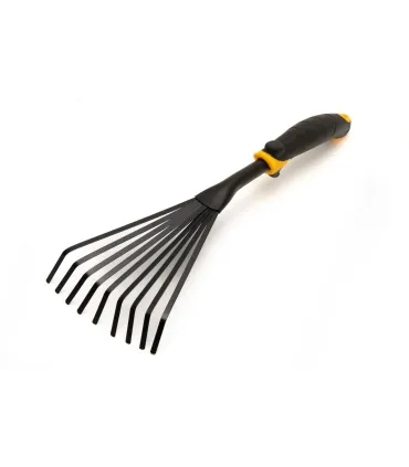 Gartenharke MASTERTOOL fächerförmig 9 Zinken 420*145 mm mit Zwei-Komponenten-Stiel 14-6175