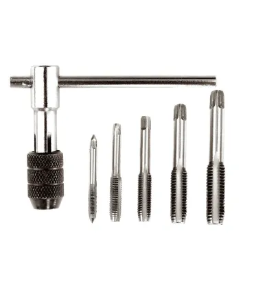 MASTERTOOL Gewindebohrer-Set M4/M5/M6/M8/M10 mit Rückschlagarm T-Typ, 6 Stück 15-1406