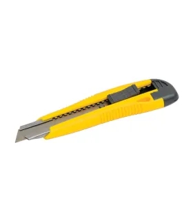 Nôž s odlamovacou čepeľou MASTERTOOL 18 mm, kovové vodidlá, tlačidlová svorka, 2 čepele 17-0106