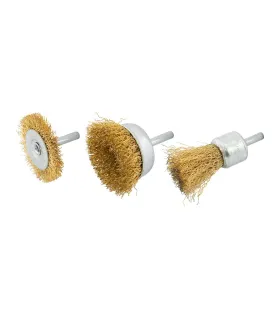 Sada drôtených mosadzných kief na vŕtačku 1/4" MASTERTOOL Ø25/50/ 50 3 ks 19-9300