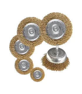 Sada drôtených mosadzných kief na vŕtačku 1/4" MASTERTOOL Ø75// 40/50/63/75/100 mm, 6 ks 19-9600