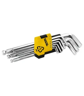 MASTERTOOL Sechskantschlüssel 1,5-10 mm 74/172 mm mit Kugelende, CRV-Set 9 Stück 75-0957