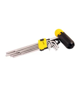 Kľúče šesťhranné MASTERTOOL TORX Т10/Т50 90/227 mm s rukoväťou CRV sada 9 ks 75-0962