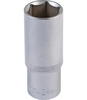 Steckschlüsseleinsatz verlängert 6-kant MASTERTOOL 1/2" 24 mm L 78 mm CRV 78-0524