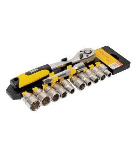 Sada hlaví nástrčných MASTERTOOL PROFI 1/2 " 10-24 mm CrV račňa 72Т, nástavec 12 ks 78-1212