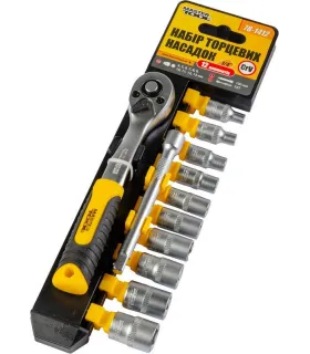Sada hlavíc nástrčných MASTERTOOL PROFI 1/4 " 4-13 mm CrV račňa 72Т, nástavec 12 ks 78-1412