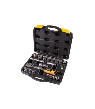 MASTERTOOL PROFI 1/2" 10-32 mm Steckschlüsseleinsatz-Set, CRV-Knarre 72T, 21-teilig, 78-4021-PF