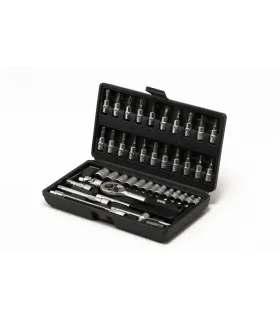 MASTERTOOL 1/4" Steckschlüsseleinsatz-Set 4-14 mm CrV Ratsche 24T 46-teilig 78-6046