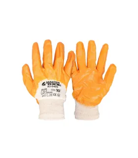 Arbeitshandschuhe MASTERTOOL aus Baumwolle mit Nitrilbeschichtung, gelb, Strickmanschette 10" 83-0405