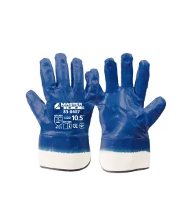 Arbeitshandschuhe MASTERTOOL aus Baumwolle mit blauem Nitrilbeschichtung und Leinwandbündchen 10,5" 83-0407