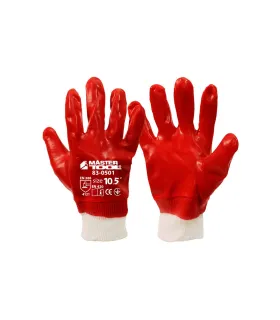 Arbeitshandschuhe MASTERTOOL aus Baumwolle mit roter PVC-Beschichtung, gestrickte Manschette 10,5" 83-0501