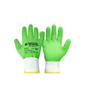 Rukavice pracovné MASTERTOOL pletené bezšvové s rebrovaným latexovým povlakom zelené 10" 83-0611