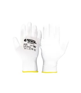 Arbeits Handschuhe MASTERTOOL gestrickt nahtlos mit PU-Beschichtung weiß 10" 83-0641