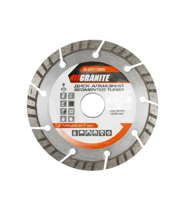 Diamant-Trennscheibe GRANITE SEGMENTED TURBO 125*2,2 mm 22-24% 12200 U/min 9-01-125