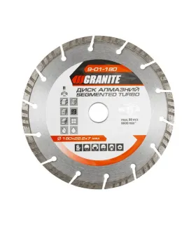 Kotúč diamantový GRANITE SEGMENTED TURBO 180*2, 6 mm 22-24% 8600 ot./min 9-01-180