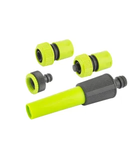 Bewässerungs-Set MASTERTOOL 4-teilig (verstellbare Sprühdüse, 1/2"-3/4"-Adapter - Buchse, 3/4"-Endstück, 3/4"-Endstück STO)