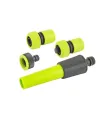 Bewässerungs-Set MASTERTOOL 4-teilig (verstellbare Sprühdüse, 1/2"-3/4"-Adapter - Buchse, 3/4"-Endstück, 3/4"-Endstück STO)