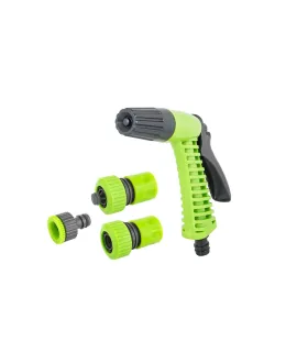 Bewässerungs-Set MASTERTOOL 4-tlg. (regelbare Pistole, Adapter 1/2"-3/4" - Buchse, 3/4"-Endstück, 3/4"-Endstück STOP - Stecker)