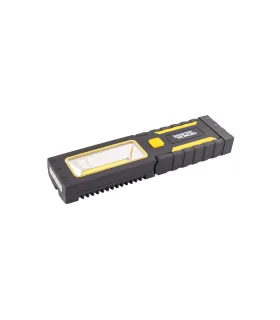Magnetische MASTERTOOL Handlampe mit Federung 4*0, 4W LED/3W COB LED, 150 Lumen/8000K, 10 m, 3xAAA, ABS 94-0808