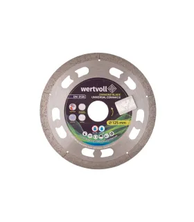 Kotúč diamantový WERTVOLL UNIVERSAL CERAMICS na keramiku 125*1 mm 0, 24 výška segmentu 8 mm adaptér 22, 2 - 20 mm 12250 ot./min