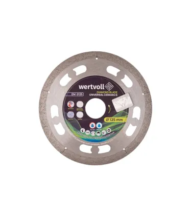 Diamant-Trennscheibe WERTVOLL UNIVERSAL CERAMICS für Keramik 125*1 mm 0,24 Höhe Segment 8 mm Adapter 22,2 - 20 mm 12250 U/min