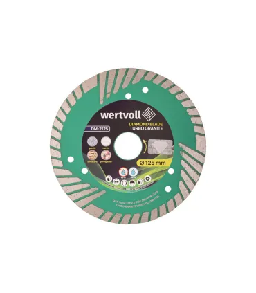 Diamant-Trennscheibe WERTVOLL TURBO 125*2,4 mm 0,24, Segmenthöhe 8 mm, Adapter 22,2-20 mm 12250 U/min DM-2125