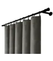 Samtvorhang mit Riaschleife - Midnight Graphite, dunkelgrau