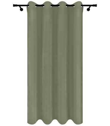 Samtvorhang mit Ringen - Olive Mist, oliv