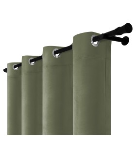 Samtvorhang mit Ringen - Olive Mist, oliv