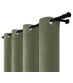 Samtvorhang mit Ringen - Olive Mist, oliv