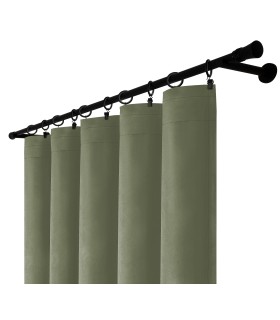 Samtvorhang mit Kräuselband - Olive Mist, oliv