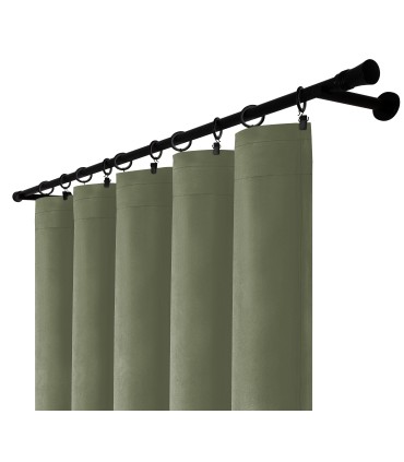 Samtvorhang mit Kräuselband - Olive Mist, oliv
