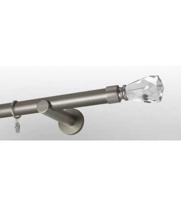 Satin nickel Ø 25 mm - koncovka Crystal cone tyč hladká držiak simple