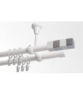 Dvojitá 19mm biela leskla koncovka Kvadrat