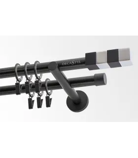 Dvojitá 19mm matná čierna koncovka Kvadrat