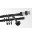 zweiläufige Gardinenstange schwarz 19mm matt Kvadrat