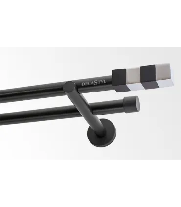 Dvojitá 19mm matná čierna koncovka Kvadrat