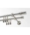 Metall-Gardinenstange zweiläufig Ø 19mm Effekt-Edelstahl Endstück - Cylinder