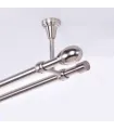 zweiläufige Gardinenstange aus Metall Ø 19mm, Edelstahl-Optik, Endstück - Beluno