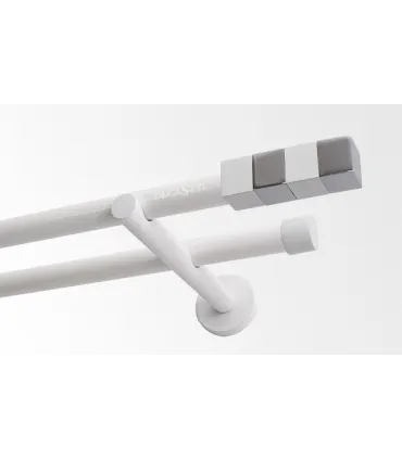 Dvojitá 19mm biela leskla koncovka Kvadrat