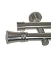 zweiläufige Gardinenstange Ø 19mm Edelstahl-Optik Endstück - Capri