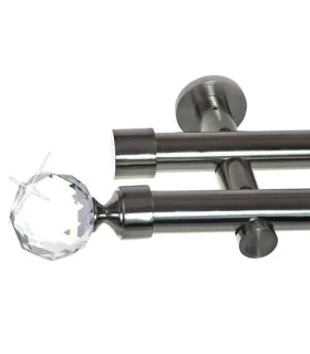 Garníža dvojitá Ø 19mm efekt-nerezová oceľ koncovka - Crystal gula