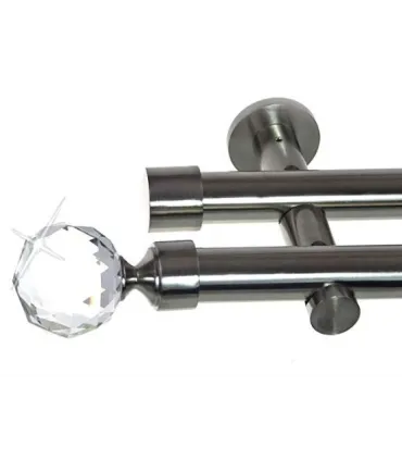 Garníža dvojitá Ø 19mm efekt-nerezová oceľ koncovka - Crystal gula