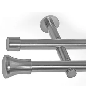 Garníža dvojitá Ø 19mm efekt-nerezová oceľ koncovka - Koloseo hladke