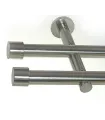 zweiläufige Gardinenstange aus Metall Ø 19mm, Edelstahl-Optik, Endstück - Pullo