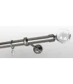 Metall-Gardinenstange Effekt-Edelstahl Ø 25 mm - Endstück Crystal Gula glatte Stange