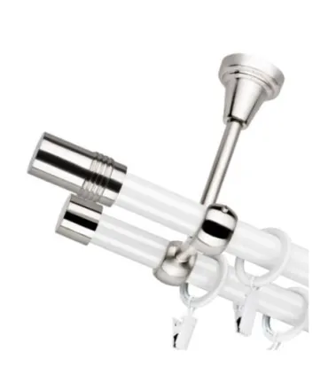 Dvojitá 19mm biela leskla koncovka Cylinder efekt nerez