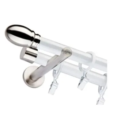 Dvojitá 19mm biela leskla koncovka Beluno efekt nerez